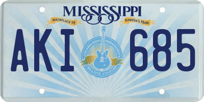MS license plate AKI685