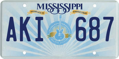 MS license plate AKI687