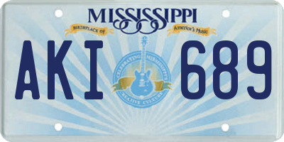MS license plate AKI689