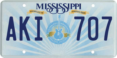MS license plate AKI707