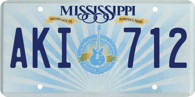 MS license plate AKI712
