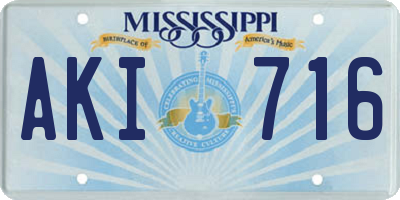 MS license plate AKI716