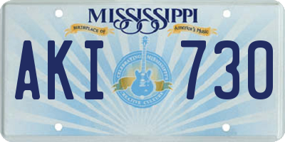 MS license plate AKI730
