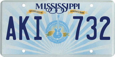 MS license plate AKI732