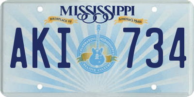 MS license plate AKI734