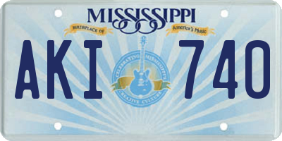 MS license plate AKI740