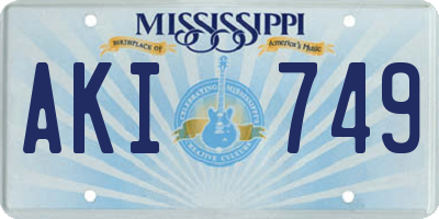 MS license plate AKI749