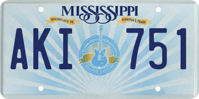 MS license plate AKI751