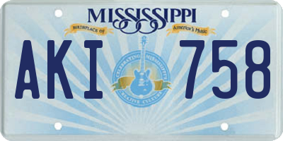 MS license plate AKI758