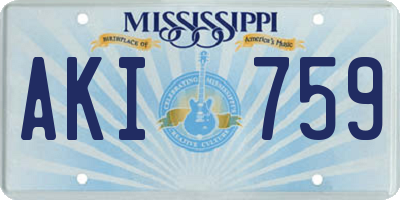 MS license plate AKI759