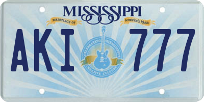 MS license plate AKI777