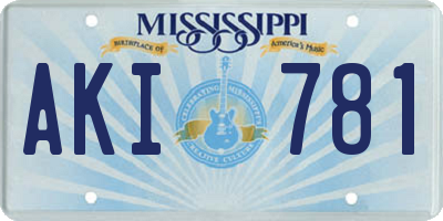 MS license plate AKI781