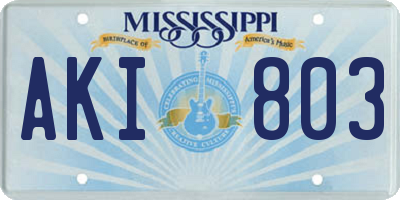 MS license plate AKI803