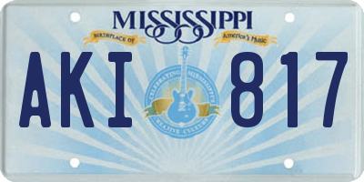 MS license plate AKI817