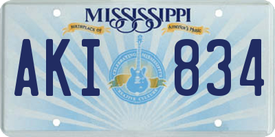MS license plate AKI834