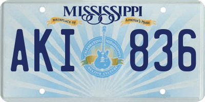MS license plate AKI836