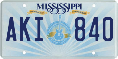 MS license plate AKI840
