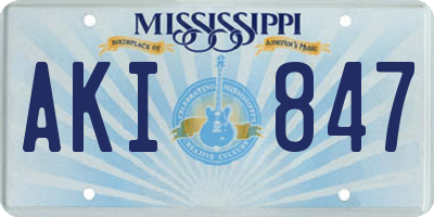 MS license plate AKI847