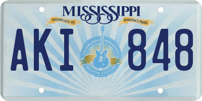 MS license plate AKI848