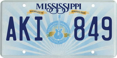 MS license plate AKI849