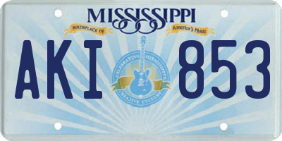 MS license plate AKI853