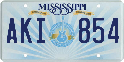 MS license plate AKI854