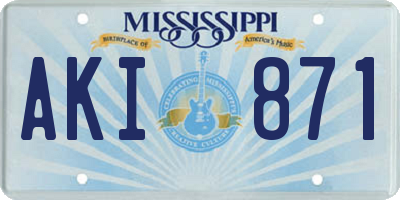 MS license plate AKI871