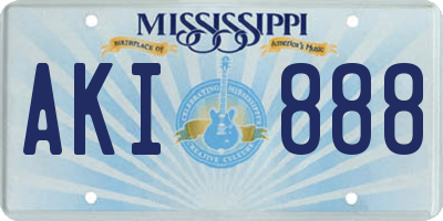MS license plate AKI888