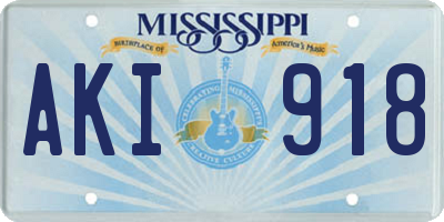 MS license plate AKI918