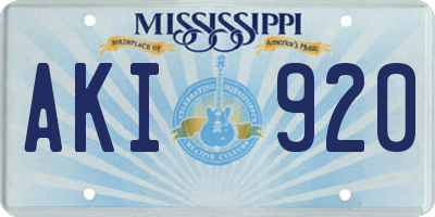 MS license plate AKI920