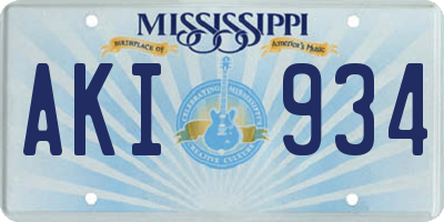 MS license plate AKI934