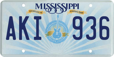 MS license plate AKI936