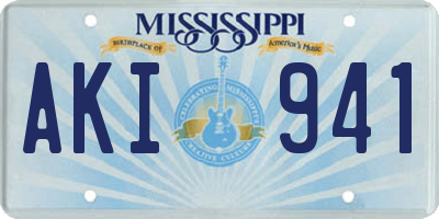 MS license plate AKI941