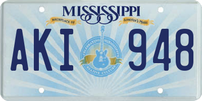 MS license plate AKI948