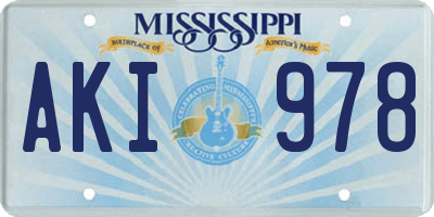 MS license plate AKI978