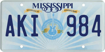MS license plate AKI984