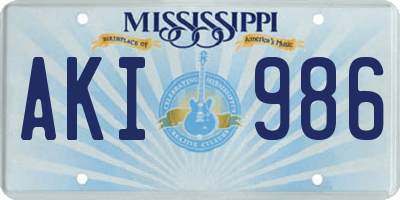 MS license plate AKI986