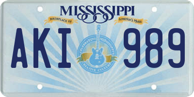 MS license plate AKI989