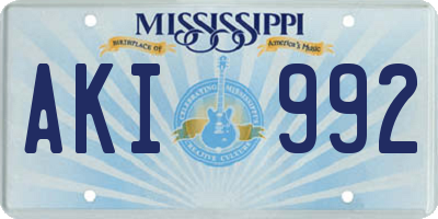 MS license plate AKI992