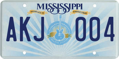 MS license plate AKJ004