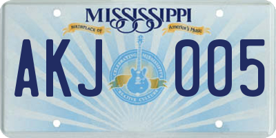 MS license plate AKJ005