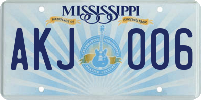 MS license plate AKJ006