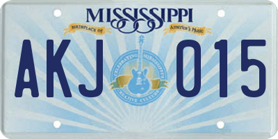 MS license plate AKJ015