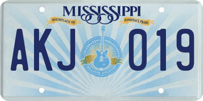 MS license plate AKJ019