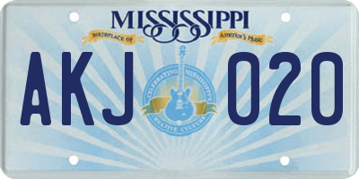MS license plate AKJ020