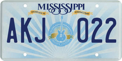 MS license plate AKJ022