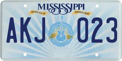 MS license plate AKJ023