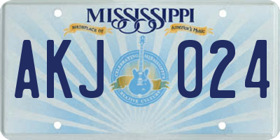MS license plate AKJ024