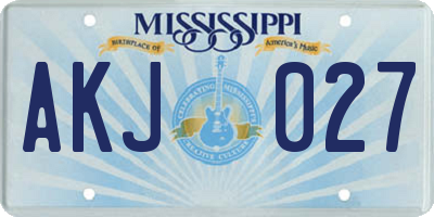 MS license plate AKJ027