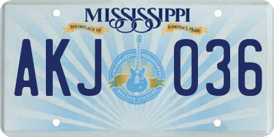 MS license plate AKJ036